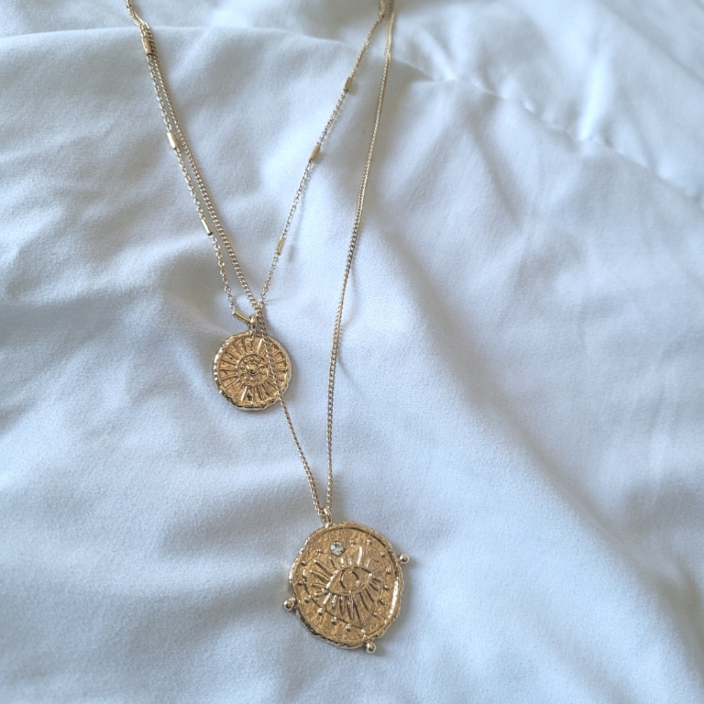 Gold plated two chain necklace